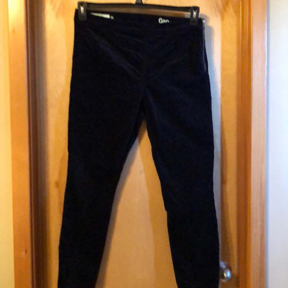 Black velvet pants zipper on the left